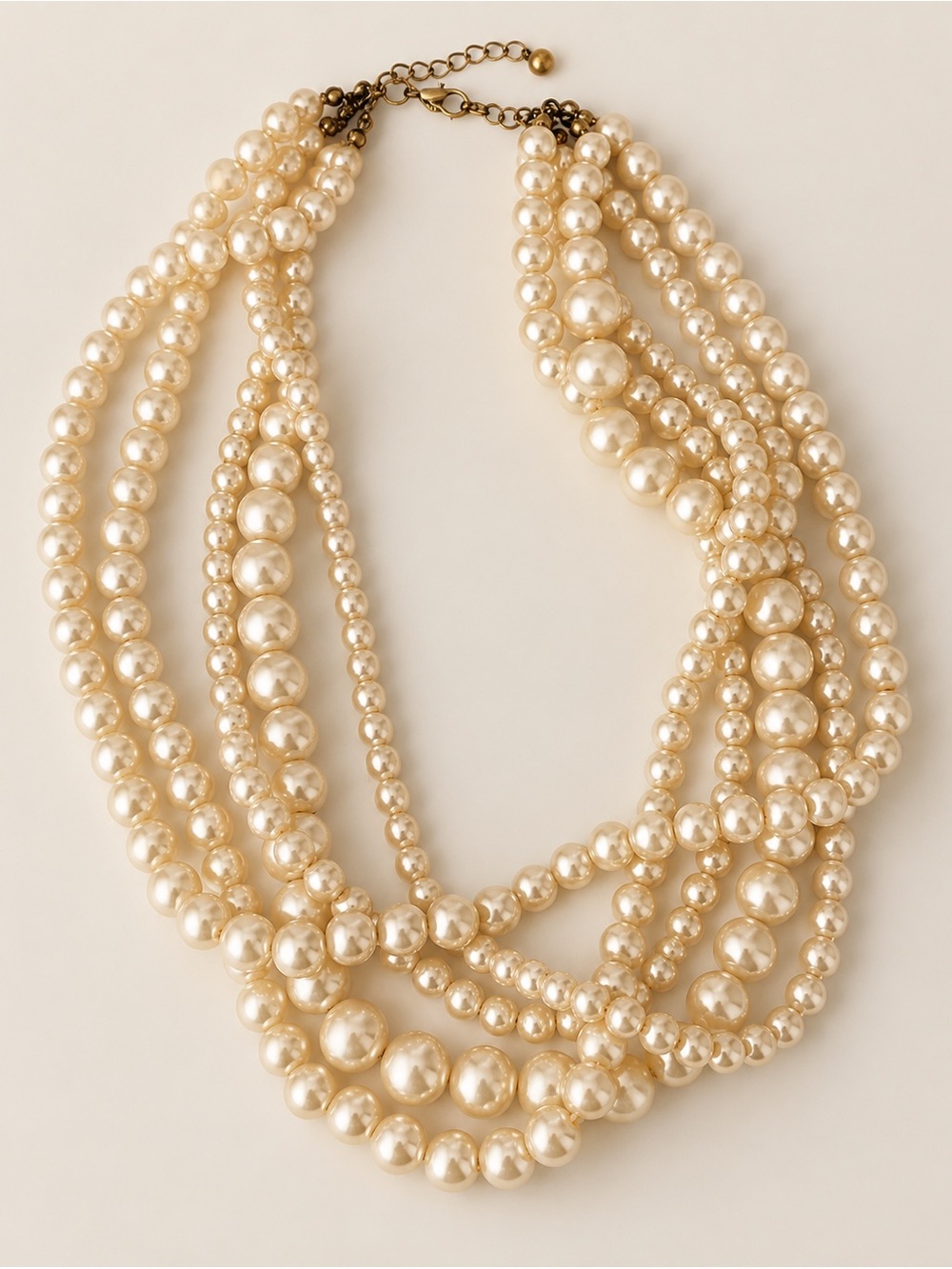Classic Multi-Strand faux Pearl Necklace - Cream